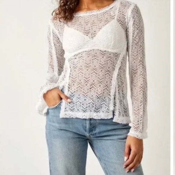 Free People Tops - New Free People On the Road Twisted Lace Top in White Size Medium